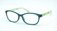 E-Z Reader " GWYN TEL" Teal Leaves Reading Glasses W/ Soft Case PICK DIOPTER