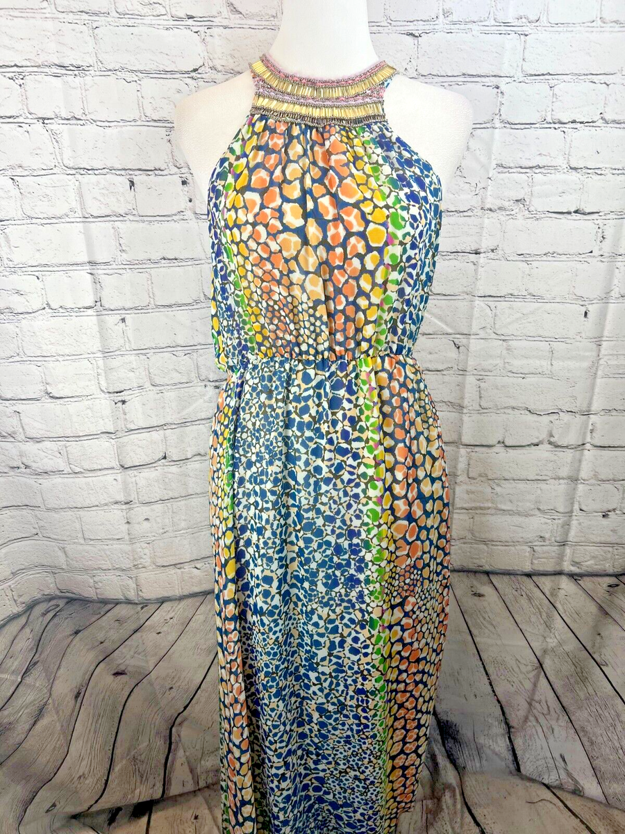 HD In Paris Maxi Dress Women's 2 Multicolor 100% Polyester Sleeveless Round  Neck | eBay