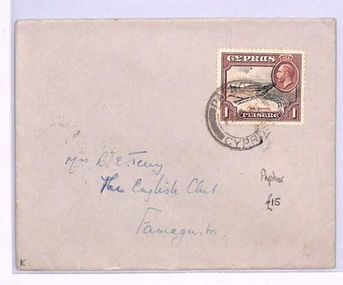 CYPRUS Cover KGV 1pi ROMAN THEATRE Paphos Famagusta {samwells-covers}XH57 - Picture 2 of 10