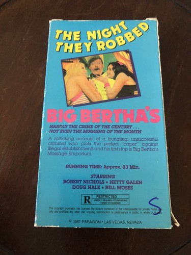 The Night They Robbed Big Bertha's VHS Rare Comedy Paragon cult hicksploitation - Picture 2 of 3
