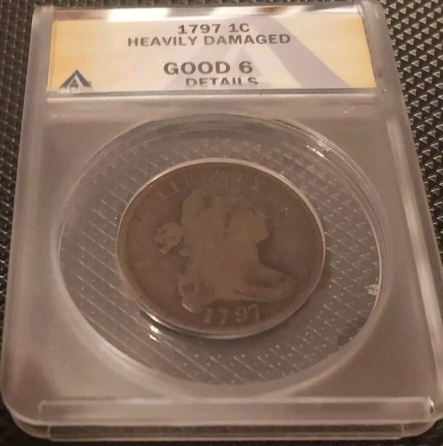 1797 Draped Bust Large Cent  ANACS G6 details - Image 2 of 4