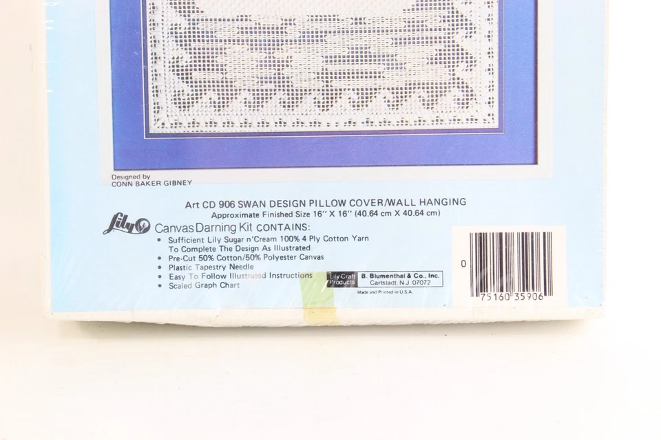 Lily Canvas Darning Kit Box 906 Swan Design 16" X 16" Pillow Cover/Wall Hanging - Изображение 4 из 4