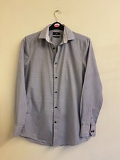 Next TailoringWhite  Blue Shirt Long Sleeve Regular Fit - Size 14.5" - NEW 