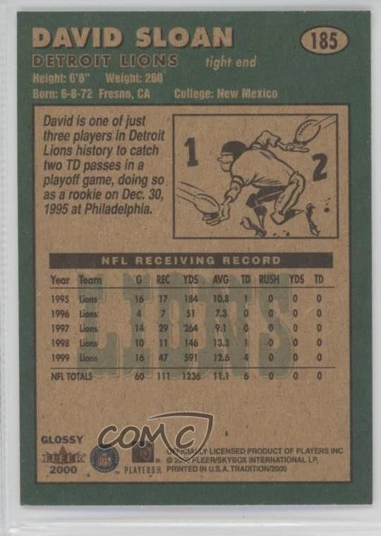 2000 Fleer Tradition Glossy David Sloan #185 - Image 2 of 2