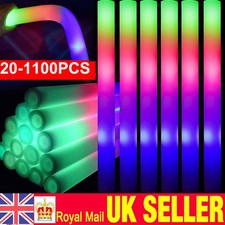 20-1100PCS LED Flashing Foam Glow Stick Bulk Light Up Wand Foam Sticks Party UK