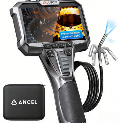 ANCEL 6.5 mm Dual Lens Endoscope Camera Mit Light 220° Two-Way Endoscope Camera