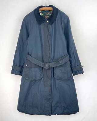 Barbour House Of Hackney Adolphus Wax Coat Womens 14 Blue Overcoat Trench Mac