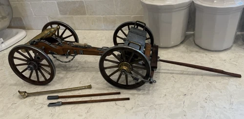 VINTAGE REPLICA 1861 DAHLGREN CANNON & LIMBER WAGON CIVIL WAR--29"  WOOD, BRASS