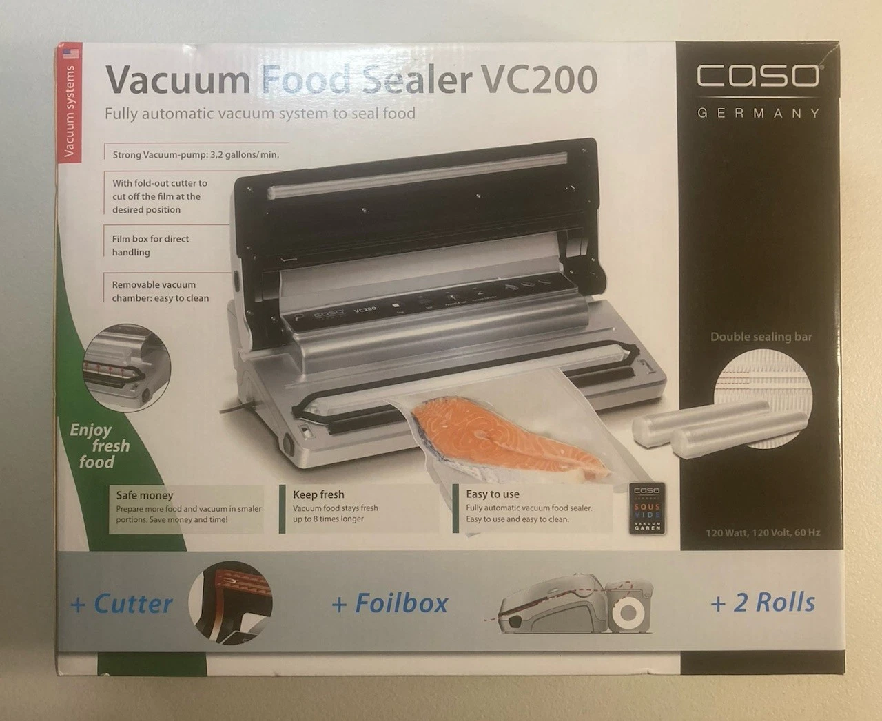Caso International 11390 VC200 Vacuum Food Sealer - NEW