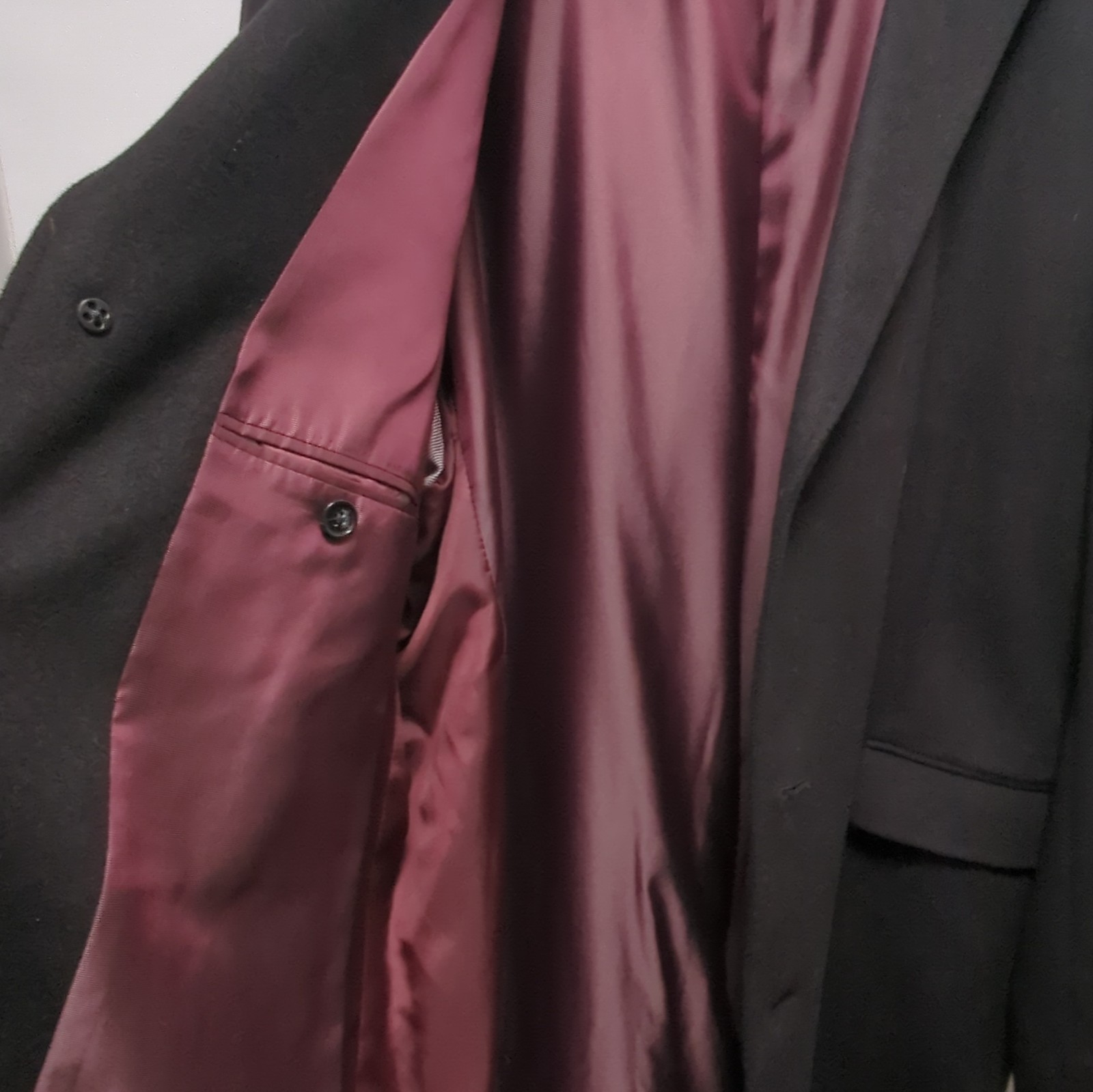 M&S Sartorial Mens Black Wool Overcoat Cashmere Lined 4XL Regular Mid-Length image 5