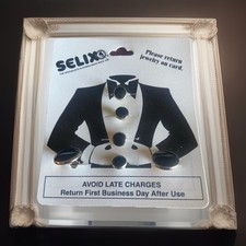 Selix Tuxedo Formal Cufflinks and Shirt Studs 4 Set Black/Silver - New