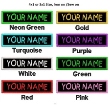 KIDS FONT Custom Name Tag Personalized Embroidered Applique, IRON ON SEW ON