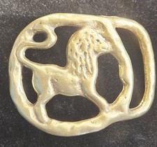 Leo Zodiac Gold Tone Brass Belt Buckle Celestial Horoscope Animal Theme