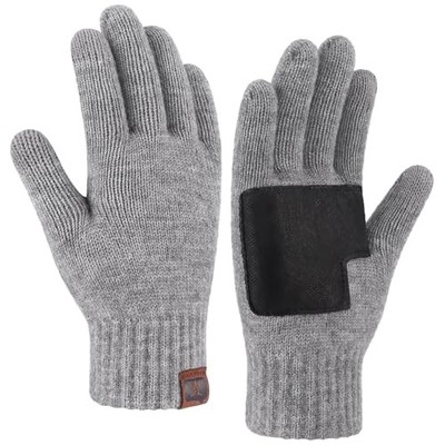 Mens Winter Gloves Touchscreen Warm Gloves for Men Cold One Size Light Grey