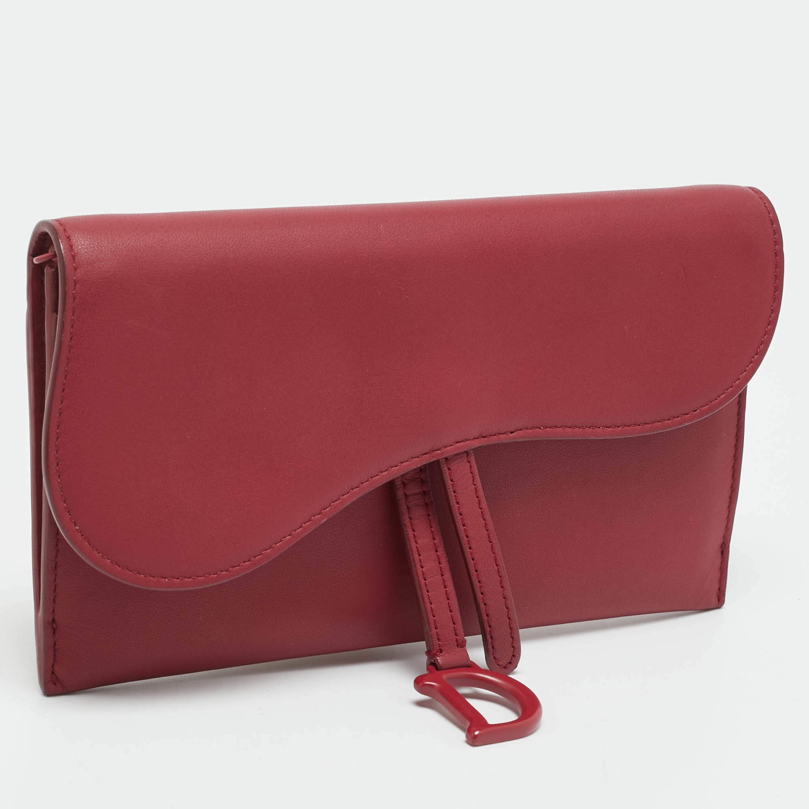 Dior Saddle Burgundy Leather Continental Wallet thumbnail 4
