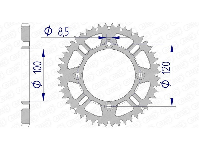 Couronne AFAM alu anti-boue de transmission pas 428 pour moto tout-terrain