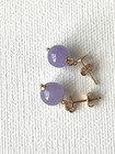 14k Yellow Gold Purple Lavender Jade Ball Drop Earrings — photo 8