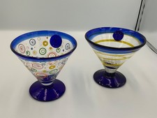 Royal Caribbean 2 Kosta Boda Cocktail Glasses 2009 GIL NY Hand blown Cobalt Blue