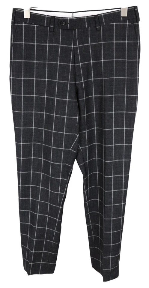 Suitsupply Brescia Pantalon Homme Regular UK38S Gris Laine Soie Lin Carreaux - Photo 1/4