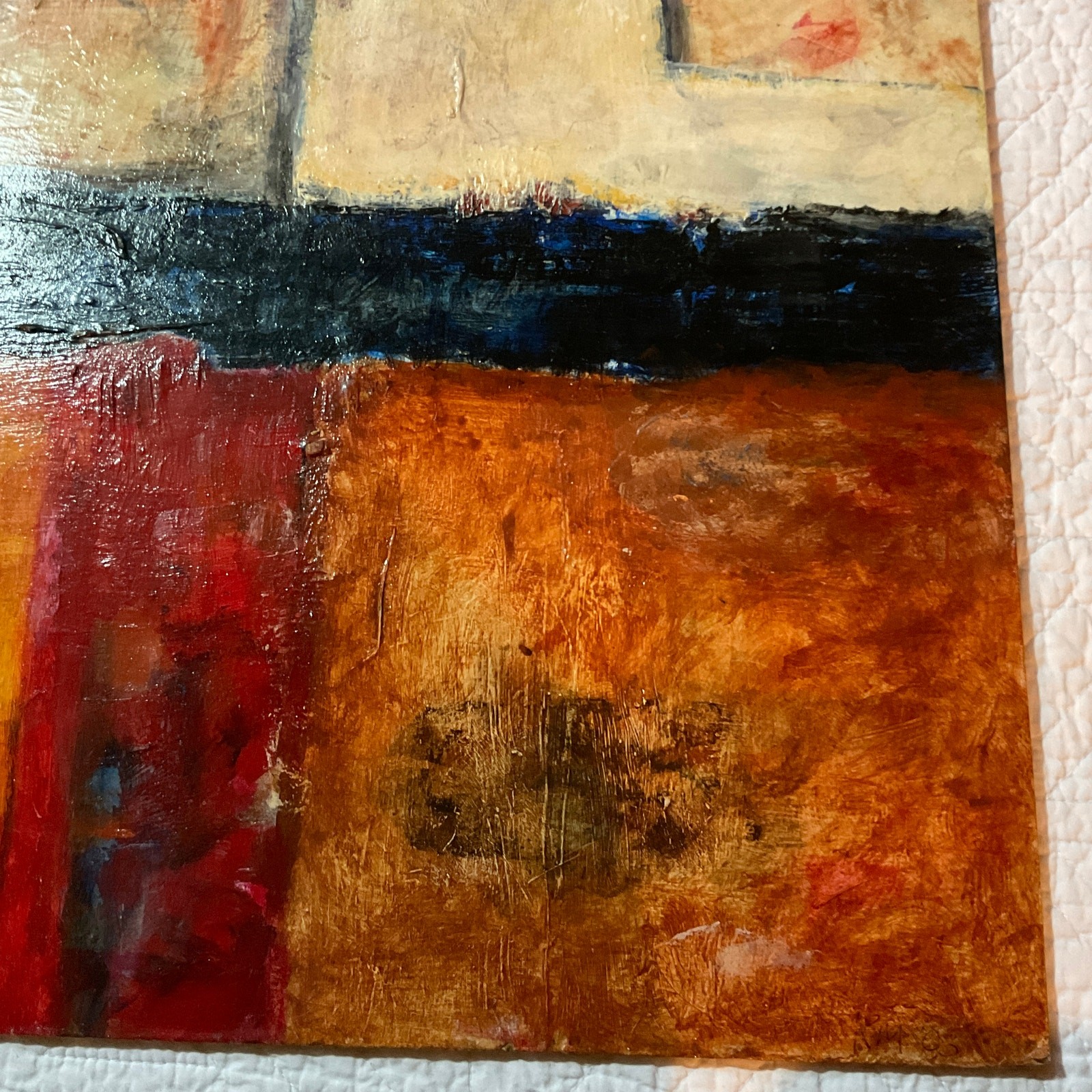 Modernist abstract oil painting camp painted Santa Monica pier