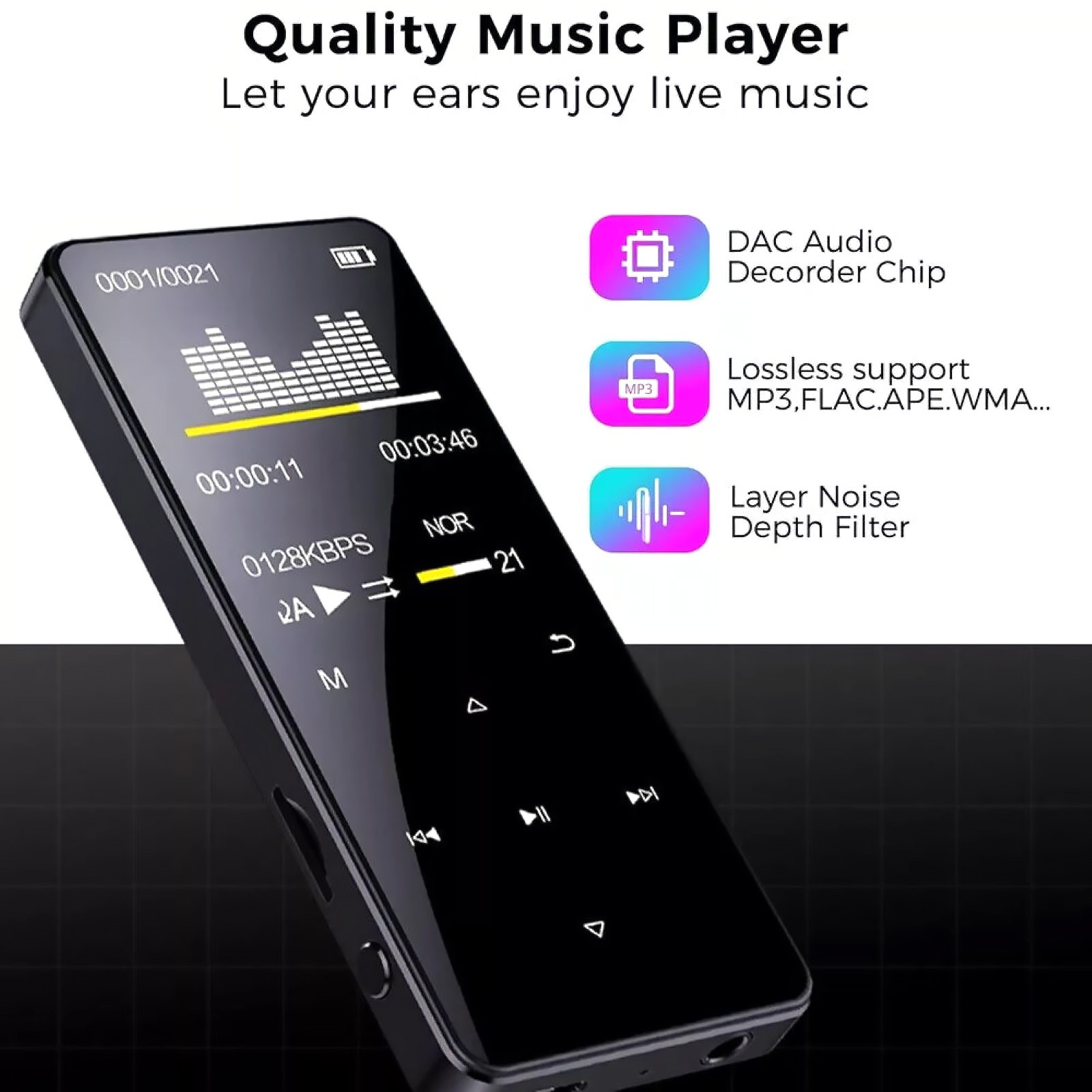 5.0 Bluetooth MP4/MP3 Player Support MP3, WAV, and Other Playback Formats