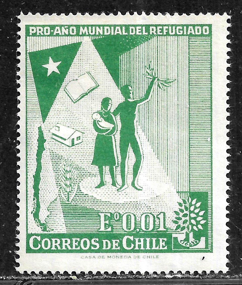 HICK GIRL-MINT CHILE STAMP   SC#330   1960  REFUGEE FAMILY    C908