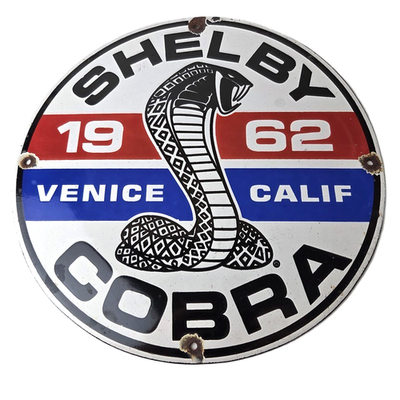 #ad Vintage Ford Porcelain Shelby Sign Venice Calif Cobra Gas Pump Automotive Sign $118.47