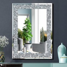 Crystal Crush Diamond Rectangle Silver Mirror for Wall Decoration 20x28inch W...