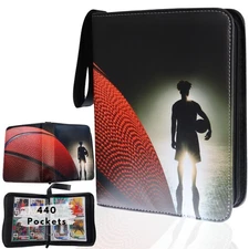Basketball Card Binder with 55 Top Loader Sleeves Fits 440 Sports & TCG Cards