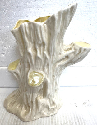 Vintage Belleek Tree Trunk Vase 6th Green Mark 1965-1980 Lusterware Excellent