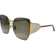 Jimmy Choo River S Womens Metal Sunglass 0763HA Gold Mud 61-16 Gray Gradnt Italy