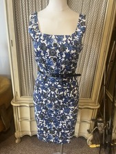NWT The Premise Blue, White, And Black Floral Print Sleeveless Dress