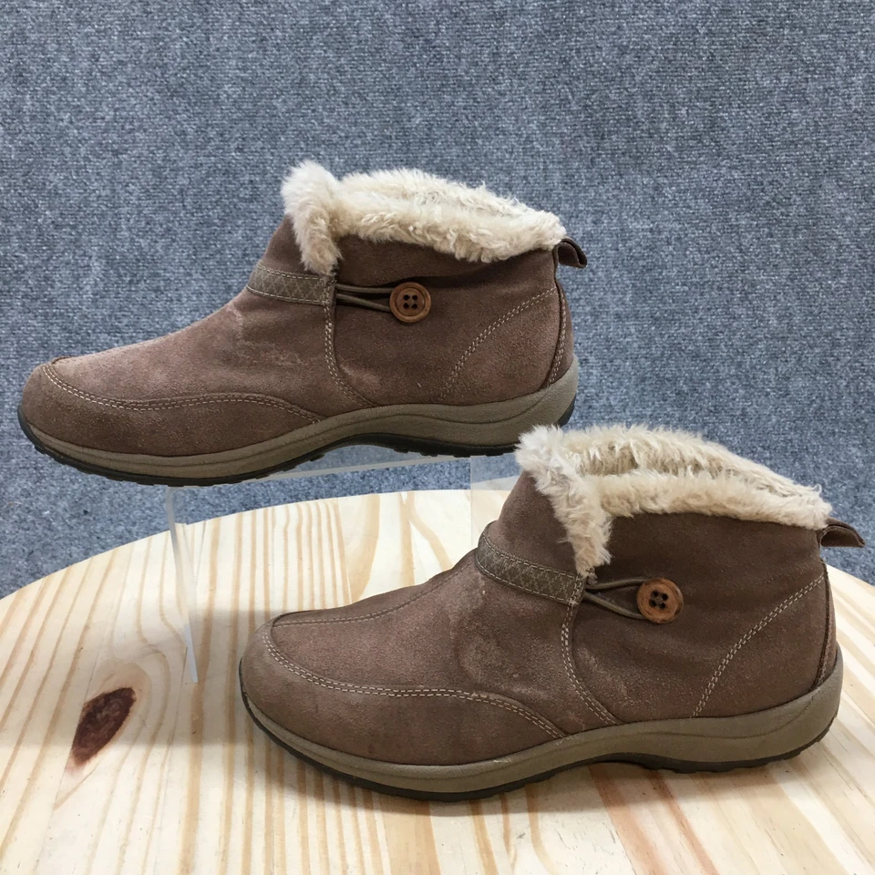 Easy Spirit Botas de Invierno Mujer 10 M Elevador de Esquí Cuero Marrón Imitación Piel Botón Foto 2 de 4