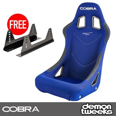 Cobra Monaco Pro Race / Rally (Bucket) Seat, Blue Fabric - FREE Side Mounts