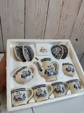 12 Piece Decorative Toy China Tea Set Blue White Pattern Made in Taiwan