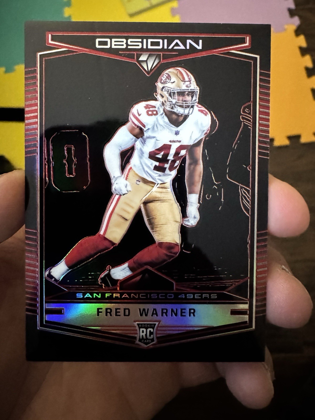 2018 Panini Obsidian Fred Warner Electric Etch Red Refractor Prizm RC Rookie /5
