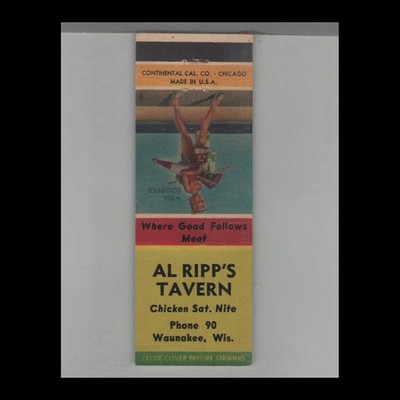 Matchbook Cover 1961 Mad Cap Maids Pin Up Al Ripp's Tavern Waunakee, WI