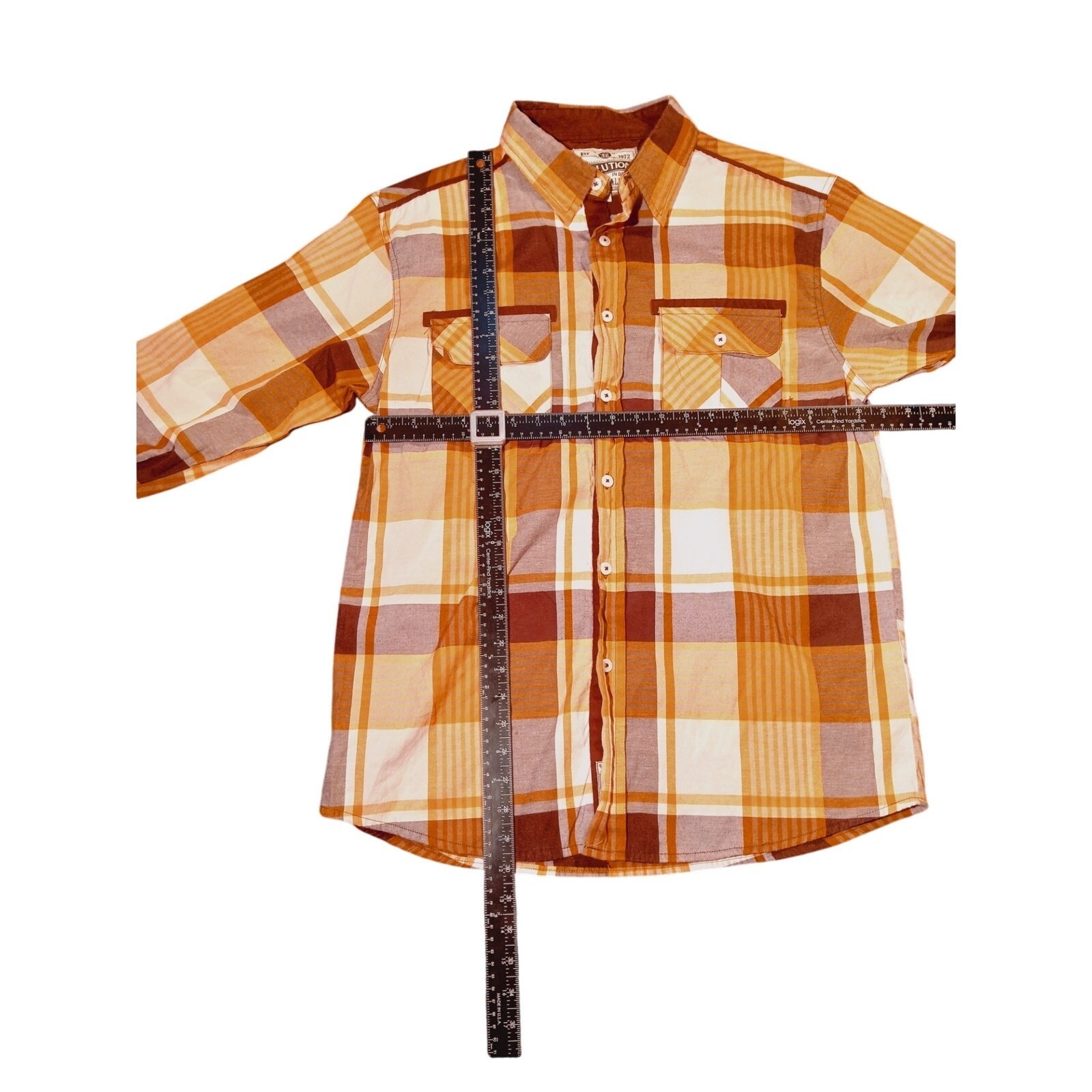 Evolution Design Shirt Button Down Plaid Long Sle… - image 9