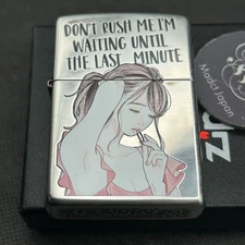 Zippo Moe Girl Sexy Women Silver Brass Etching Inkjet Printing Oil Lighter Japan