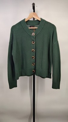 Quince Women 100% Organic Cotton Cropped Cardigan Big Sur Green Sleeved Top S