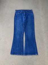 Vintage 70  s Levi  s 646 Orange Tab Bellbottom Flare Faded Denim Jeans Size 32x29
