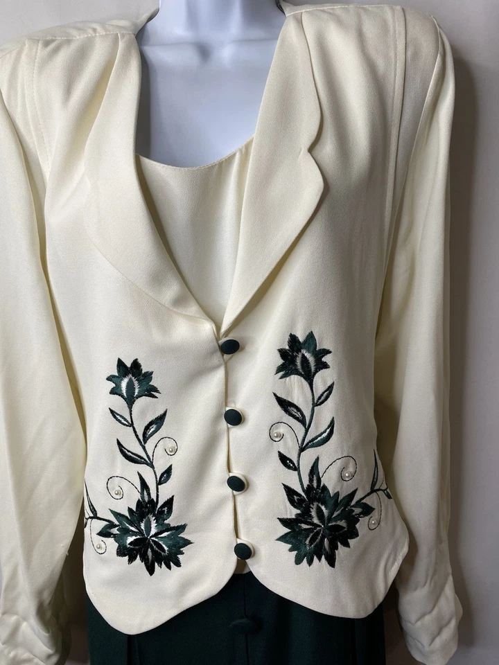 Vestido Vintage K Mujer Talla 16W 80’s Damas Bordado Navidad Vacaciones Regal Foto 2 de 4