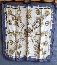 Hermes F. de la Perrière  " Cuivreries " Authentique Carré Foulard en soie 1963