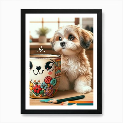 Shih Tzu Kunstdruck gerahmt Wandbild Poster Leinwanddruck Bild