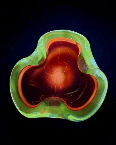 Vintage Murano Sommerso Art Glass Ashtray Dish Glows 5"