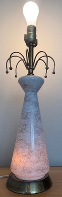 Vintage MCM 1950s Atomic Era White Milk Glass Lamp Mid Century Modern Lighting