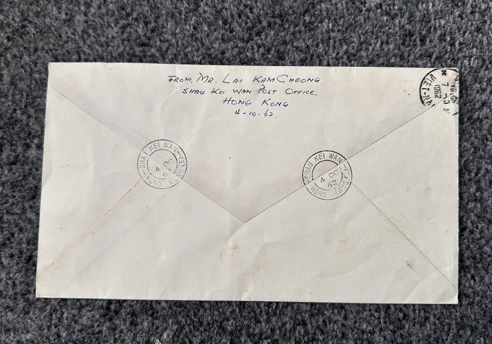 CUBIERTA DE HONG KONG 1962 FDC REGISTRADA EN SAIGÓN VIETNAM COLOMBIA PELÍCULA LTD Foto 2 de 3