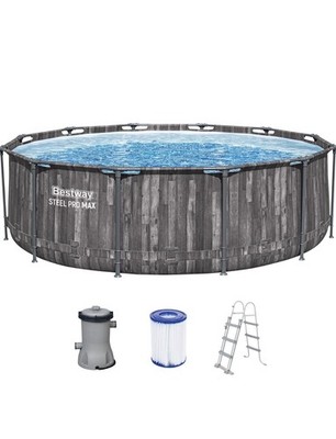 Bestway Steel Pro MAX Frame-Pool rund 366x100 cm grau inkl. Pumpe/Leiter