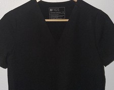 Figs Casma Scrub Top Womens XS Black 3 Pocket Short Sleeve Medical