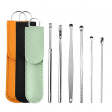 6pc Ear Wax Removal Kit Spiral Stainless Steel Cleaner Tool Earpick Spoon Set